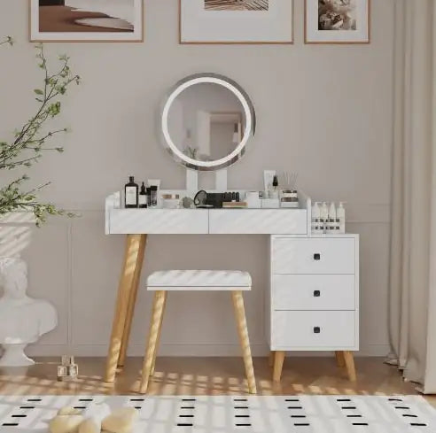 Dressing Table With LED Lights Glass Top Dressing