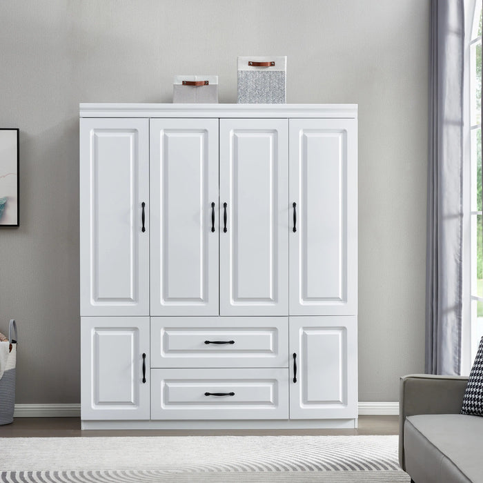 YG-15 74" H White Solid Wood Freestanding Wardrobe