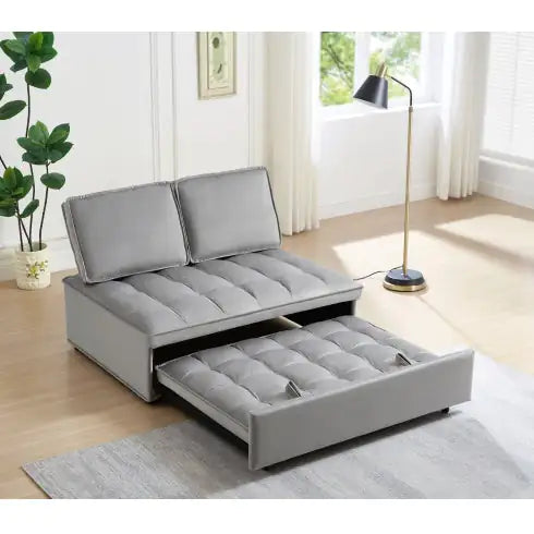 Convertible Sleeping Sofa Bed, Modern Velvet Fabric.