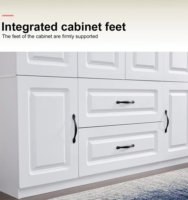 YG-15 74" H White Solid Wood Freestanding Wardrobe