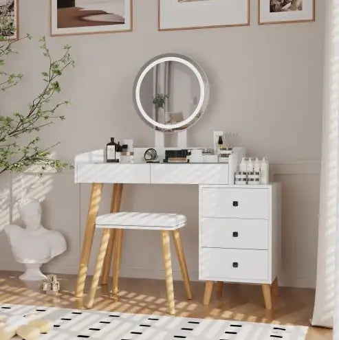 Dressing Table With LED Lights Glass Top Dressing
