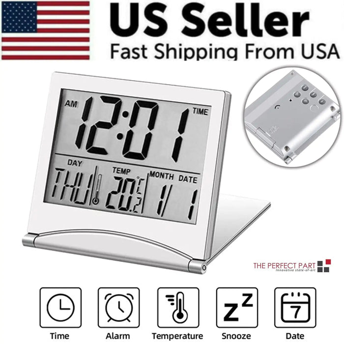 Digital Travel Alarm Clock Foldable Temperature LCD