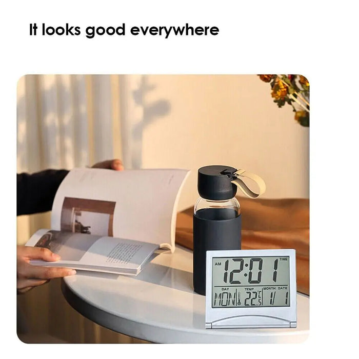 Digital Travel Alarm Clock Foldable Temperature LCD