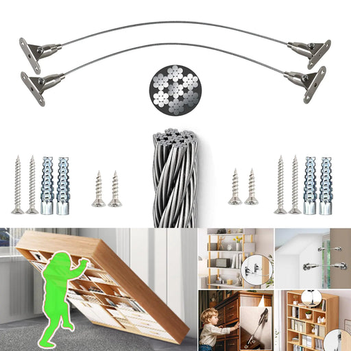 Furniture Anchors Anti Tip Furniture Wall Anchor for Baby Proofing Prevent Falling Furniture (Scalable 4 Items)