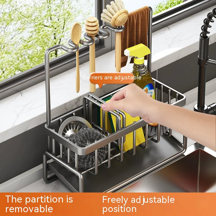 Multifunctional Kitchen Sink Organizer with Draining Rack
