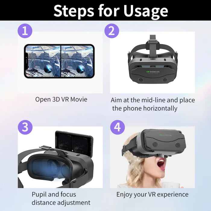 Adjustable VR Headset for 3D Virtual Reality Gaming