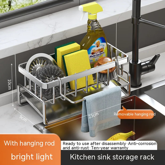 Multifunctional Kitchen Sink Organizer with Draining Rack