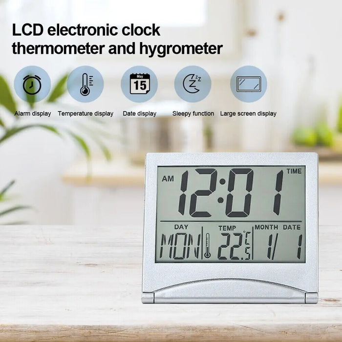 Digital Travel Alarm Clock Foldable Temperature LCD