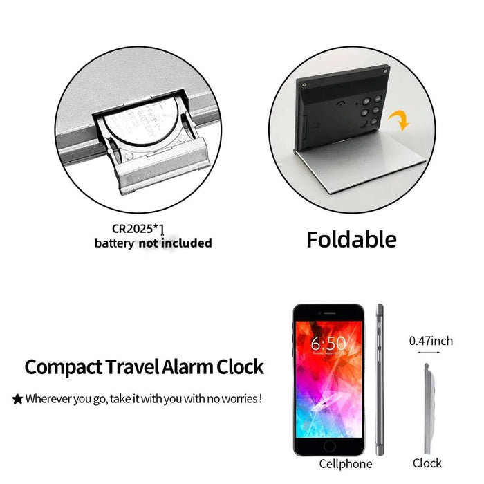 Digital Travel Alarm Clock Foldable Temperature LCD