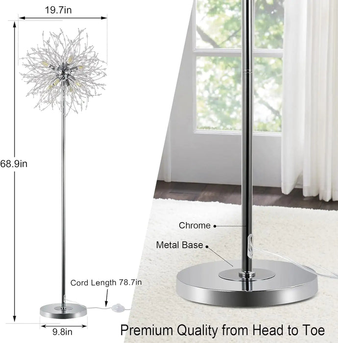 Bedroom Crystal Floor Lamp,,69 Inch High Pole Lamp