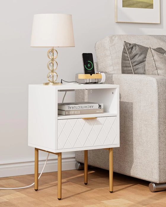 Masupu Nightstand with Charging StationMid-Century Modern