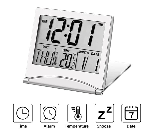 Digital Travel Alarm Clock Foldable Temperature LCD