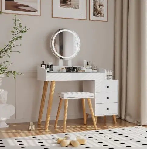 Dressing Table With LED Lights Glass Top Dressing