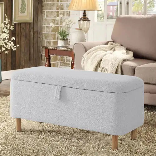 Basics Upholstered Storage Ottoman And Entryway Bench GREY