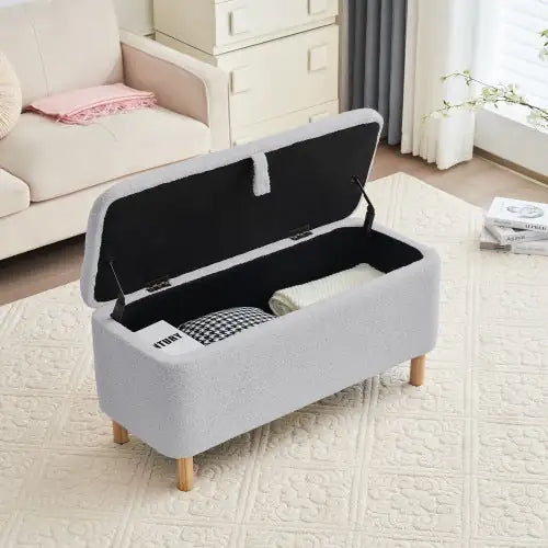 Basics Upholstered Storage Ottoman And Entryway Bench GREY