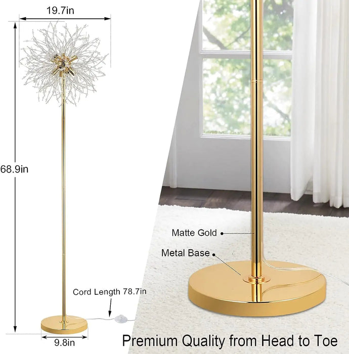 Bedroom Crystal Floor Lamp,,69 Inch High Pole Lamp